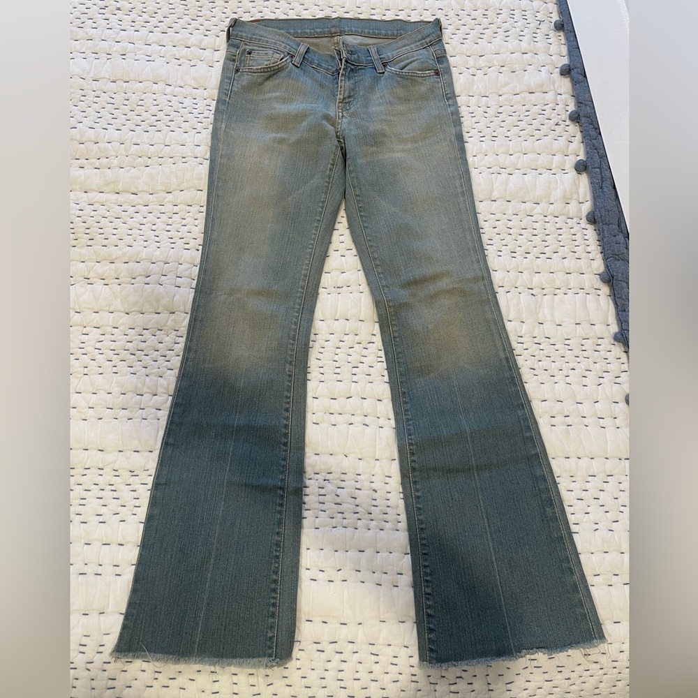 7 For All Mankind Blue Bootleg Jeans